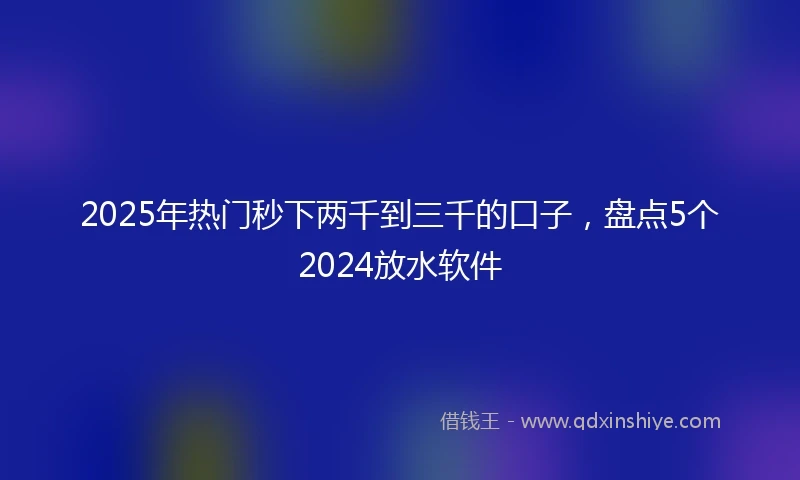 2025年热门秒下两千到三千的口子，盘点5个2024放水软件