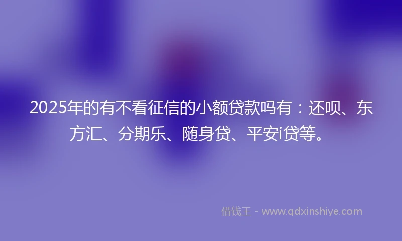 2025年的有不看征信的小额贷款吗有：还呗、东方汇、分期乐、随身贷、平安i贷等。