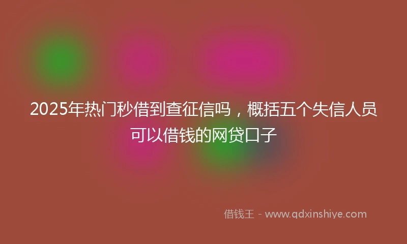 2025年热门秒借到查征信吗，概括五个失信人员可以借钱的网贷口子