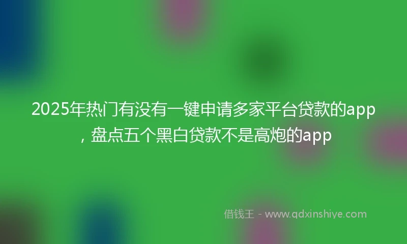 2025年热门有没有一键申请多家平台贷款的app，盘点五个黑白贷款不是高炮的app