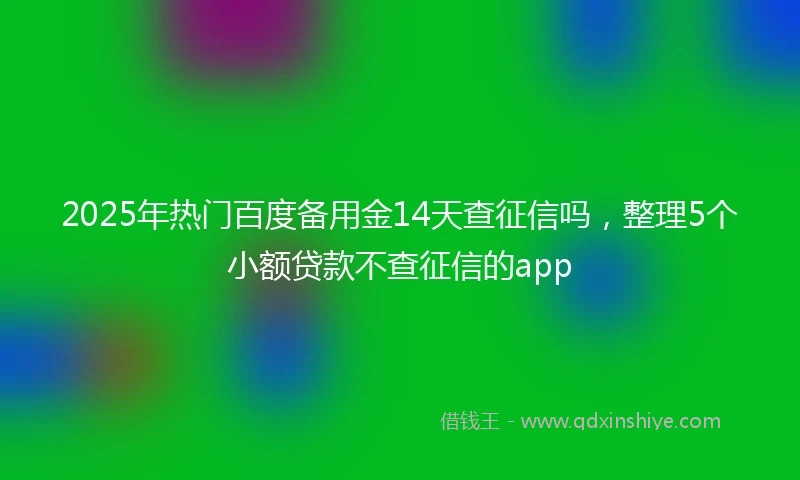 2025年热门百度备用金14天查征信吗，整理5个小额贷款不查征信的app