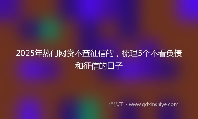 2025年热门网贷不查征信的，梳理5个不看负债和征信的口子