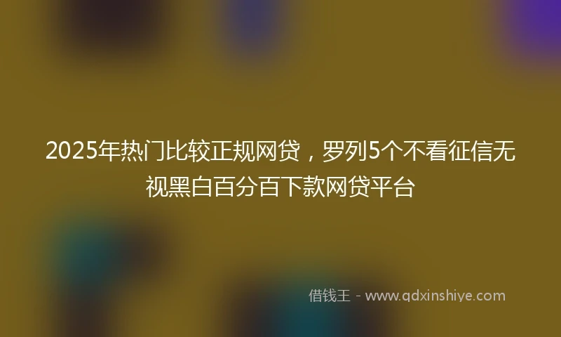 2025年热门比较正规网贷，罗列5个不看征信无视黑白百分百下款网贷平台