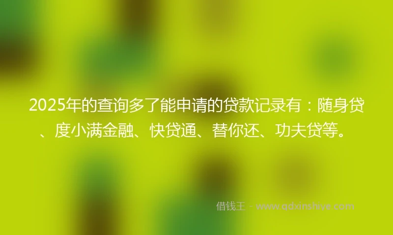 2025年的查询多了能申请的贷款记录有：随身贷、度小满金融、快贷通、替你还、功夫贷等。