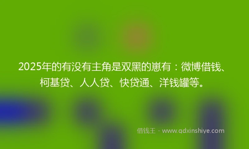 2025年的有没有主角是双黑的崽有：微博借钱、柯基贷、人人贷、快贷通、洋钱罐等。
