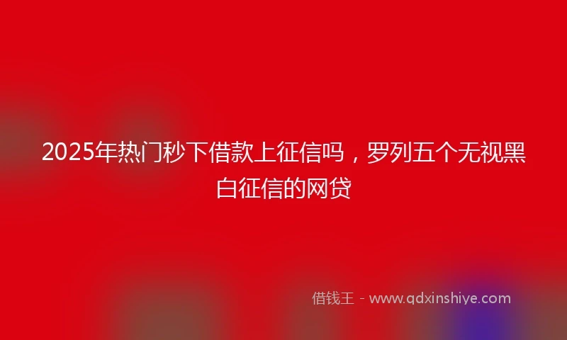 2025年热门秒下借款上征信吗，罗列五个无视黑白征信的网贷