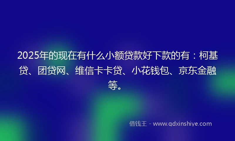 2025年的现在有什么小额贷款好下款的有：柯基贷、团贷网、维信卡卡贷、小花钱包、京东金融等。