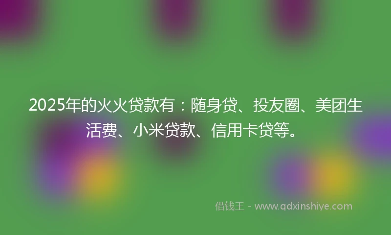 2025年的火火贷款有：随身贷、投友圈、美团生活费、小米贷款、信用卡贷等。