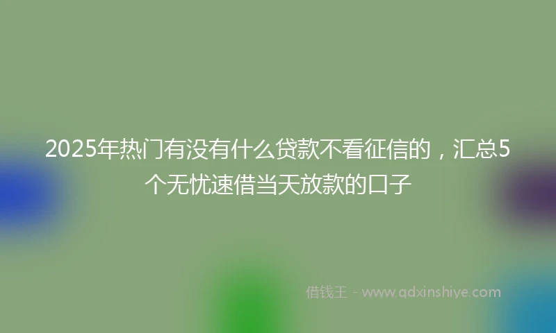 2025年热门有没有什么贷款不看征信的，汇总5个无忧速借当天放款的口子
