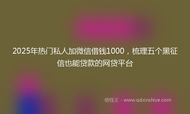 2025年热门私人加微信借钱1000，梳理五个黑征信也能贷款的网贷平台