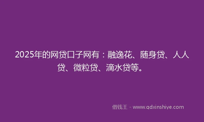 2025年的网贷口子网有：融逸花、随身贷、人人贷、微粒贷、滴水贷等。