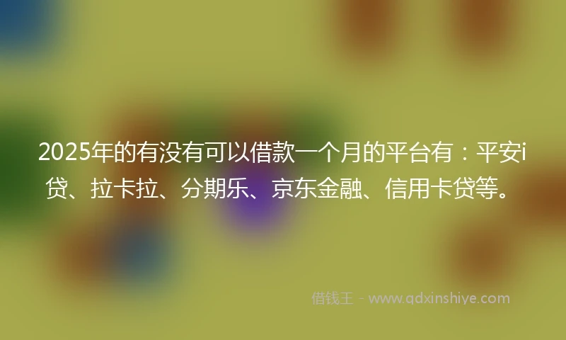 2025年的有没有可以借款一个月的平台有：平安i贷、拉卡拉、分期乐、京东金融、信用卡贷等。