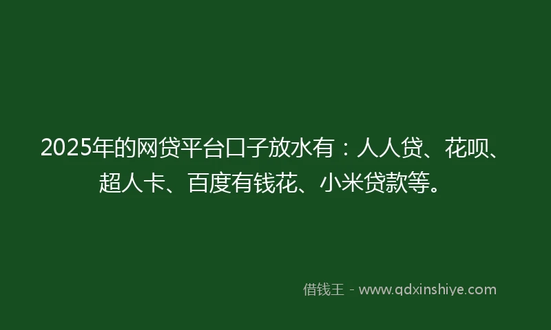 2025年的网贷平台口子放水有：人人贷、花呗、超人卡、百度有钱花、小米贷款等。