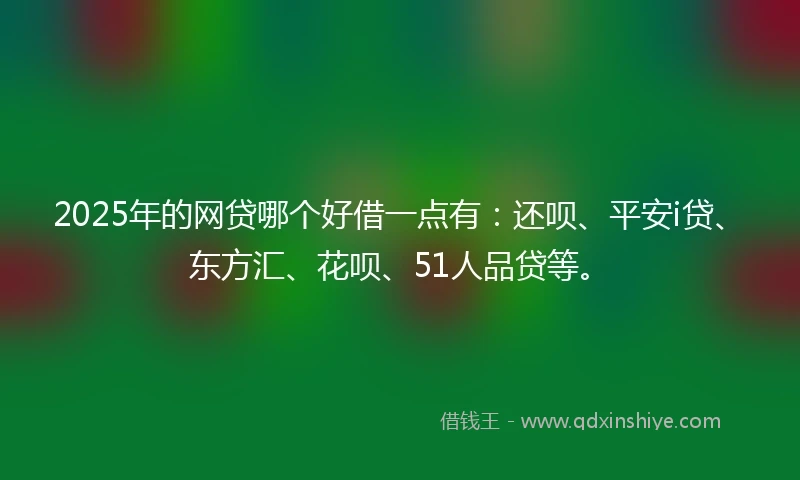 2025年的网贷哪个好借一点有：还呗、平安i贷、东方汇、花呗、51人品贷等。