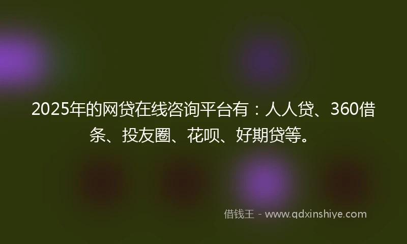 2025年的网贷在线咨询平台有：人人贷、360借条、投友圈、花呗、好期贷等。