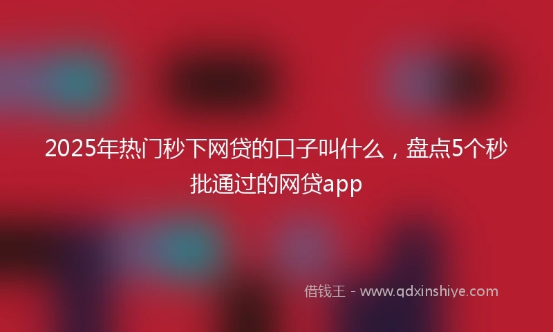 2025年热门秒下网贷的口子叫什么，盘点5个秒批通过的网贷app