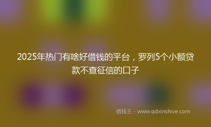 2025年热门有啥好借钱的平台，罗列5个小额贷款不查征信的口子