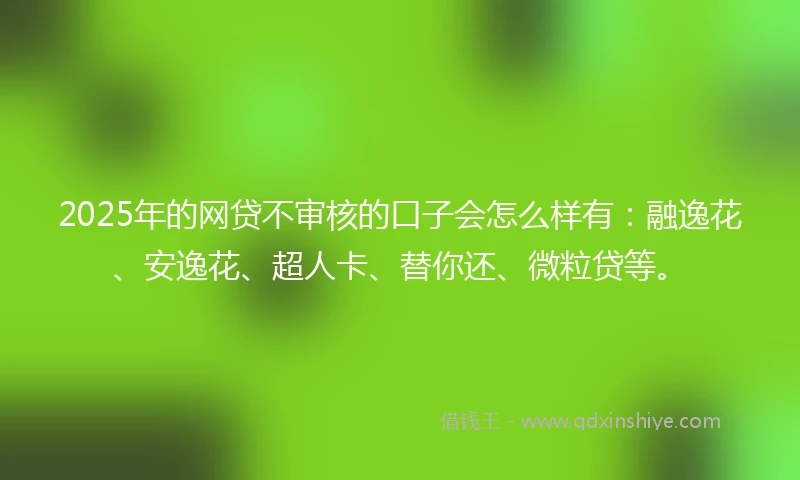 2025年的网贷不审核的口子会怎么样有：融逸花、安逸花、超人卡、替你还、微粒贷等。