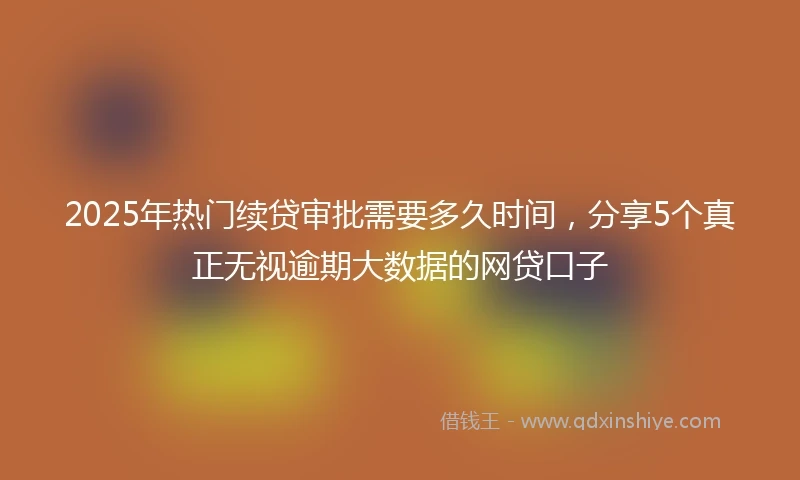 2025年热门续贷审批需要多久时间，分享5个真正无视逾期大数据的网贷口子