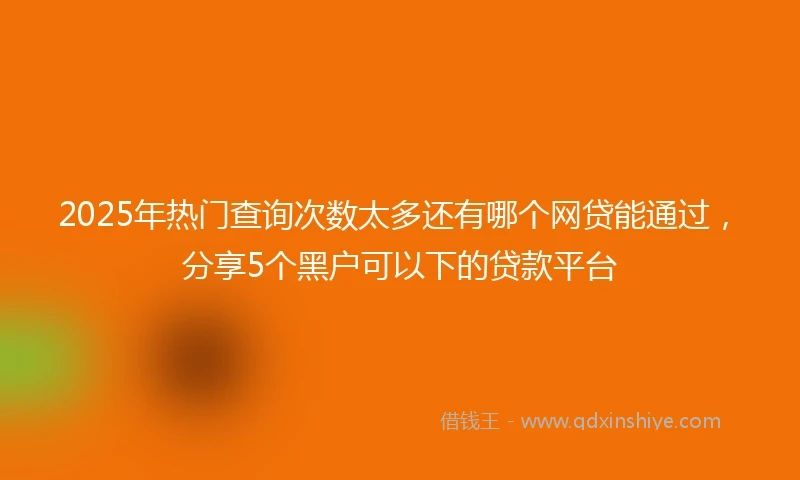 2025年热门查询次数太多还有哪个网贷能通过，分享5个黑户可以下的贷款平台