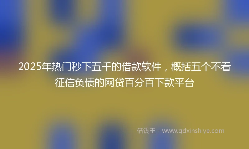 2025年热门秒下五千的借款软件，概括五个不看征信负债的网贷百分百下款平台