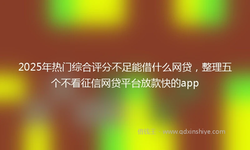 2025年热门综合评分不足能借什么网贷，整理五个不看征信网贷平台放款快的app