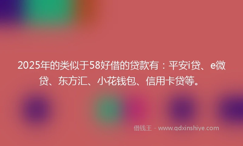 2025年的类似于58好借的贷款有：平安i贷、e微贷、东方汇、小花钱包、信用卡贷等。