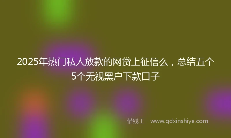 2025年热门私人放款的网贷上征信么，总结五个5个无视黑户下款口子