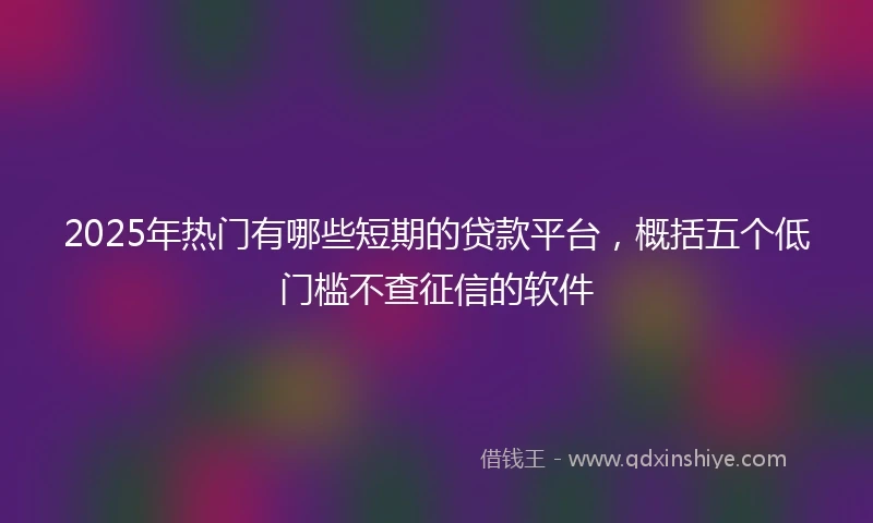 2025年热门有哪些短期的贷款平台，概括五个低门槛不查征信的软件