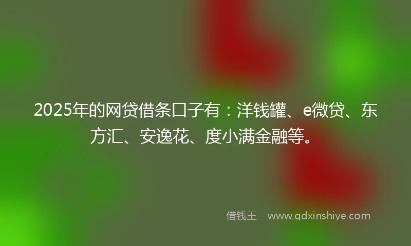 2025年的网贷借条口子有：洋钱罐、e微贷、东方汇、安逸花、度小满金融等。