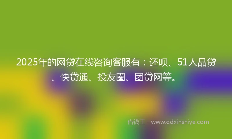 2025年的网贷在线咨询客服有：还呗、51人品贷、快贷通、投友圈、团贷网等。