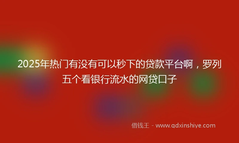2025年热门有没有可以秒下的贷款平台啊，罗列五个看银行流水的网贷口子