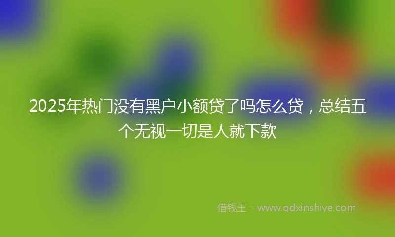 2025年热门没有黑户小额贷了吗怎么贷，总结五个无视一切是人就下款