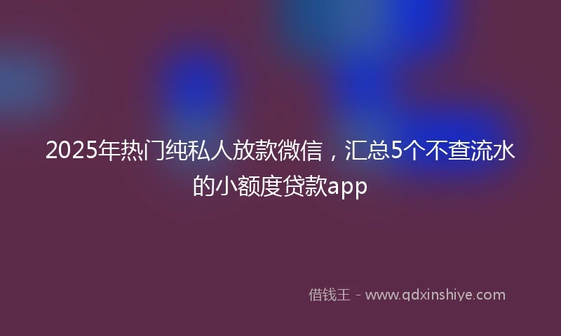 2025年热门纯私人放款微信，汇总5个不查流水的小额度贷款app