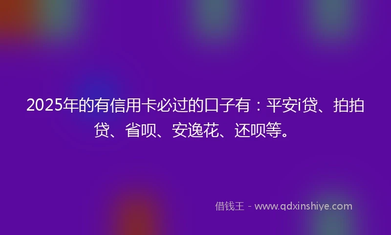 2025年的有信用卡必过的口子有：平安i贷、拍拍贷、省呗、安逸花、还呗等。