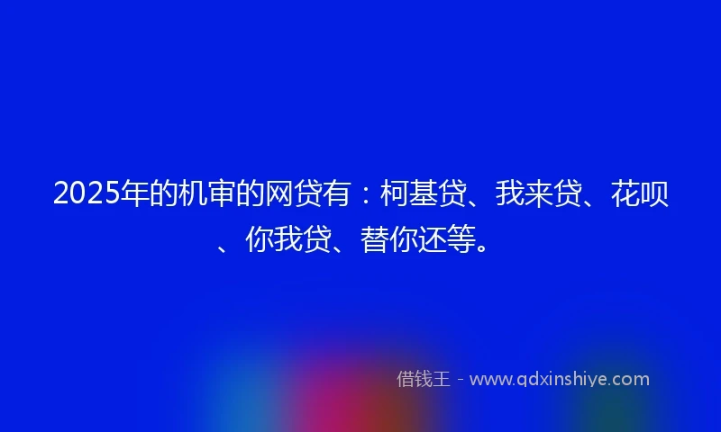 2025年的机审的网贷有：柯基贷、我来贷、花呗、你我贷、替你还等。
