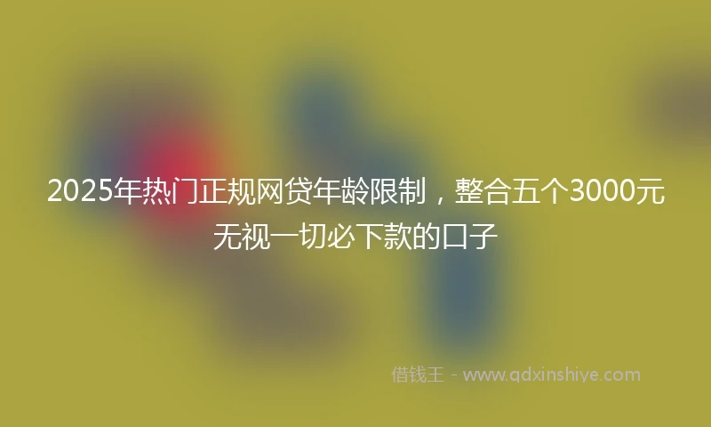 2025年热门正规网贷年龄限制，整合五个3000元无视一切必下款的口子