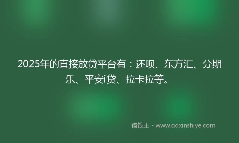 2025年的直接放贷平台有：还呗、东方汇、分期乐、平安i贷、拉卡拉等。