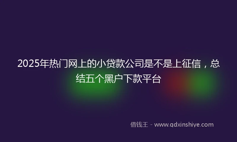 2025年热门网上的小贷款公司是不是上征信，总结五个黑户下款平台