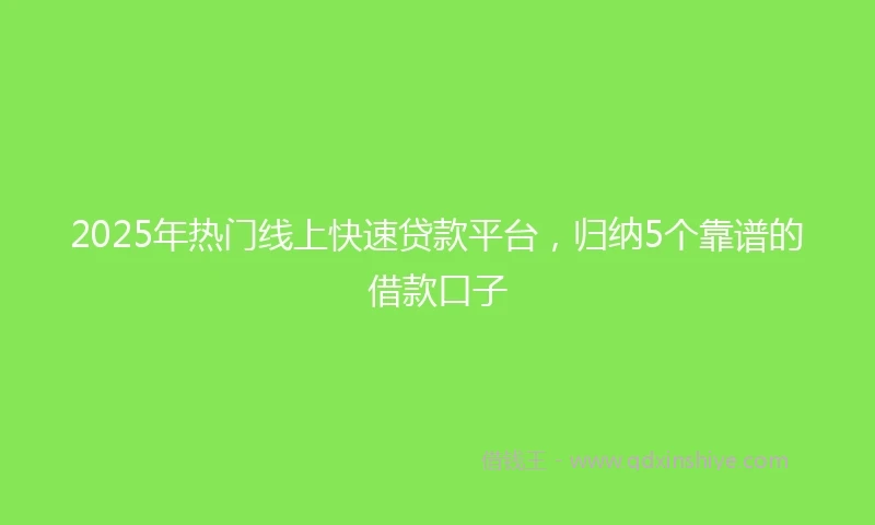 2025年热门线上快速贷款平台，归纳5个靠谱的借款口子