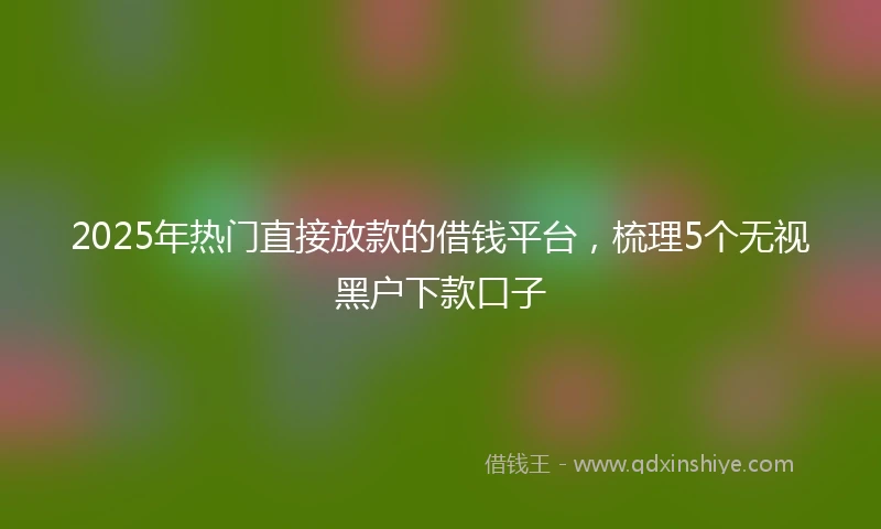 2025年热门直接放款的借钱平台，梳理5个无视黑户下款口子