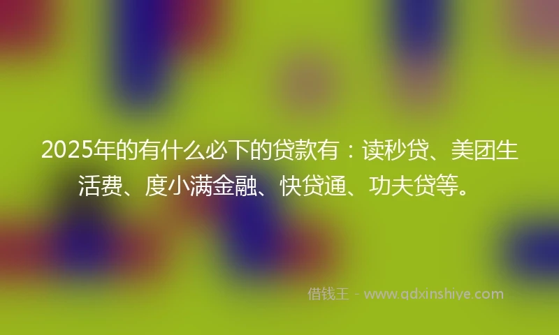 2025年的有什么必下的贷款有：读秒贷、美团生活费、度小满金融、快贷通、功夫贷等。