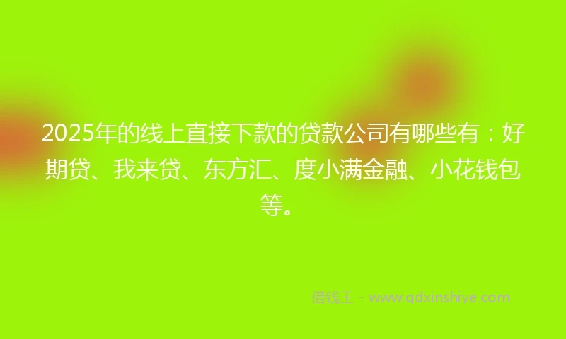 2025年的线上直接下款的贷款公司有哪些有：好期贷、我来贷、东方汇、度小满金融、小花钱包等。