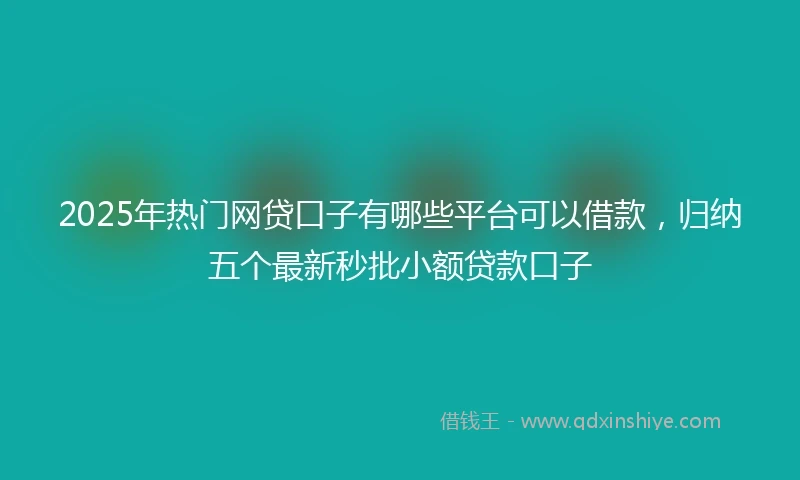 2025年热门网贷口子有哪些平台可以借款，归纳五个最新秒批小额贷款口子