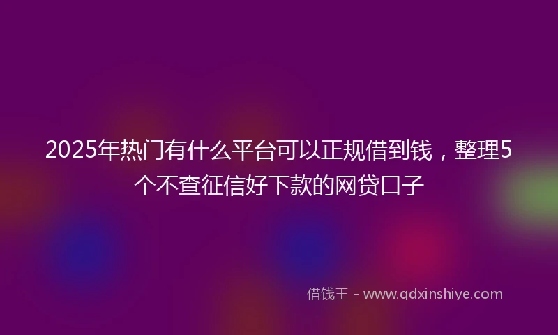 2025年热门有什么平台可以正规借到钱，整理5个不查征信好下款的网贷口子