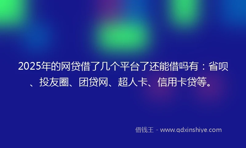 2025年的网贷借了几个平台了还能借吗有：省呗、投友圈、团贷网、超人卡、信用卡贷等。