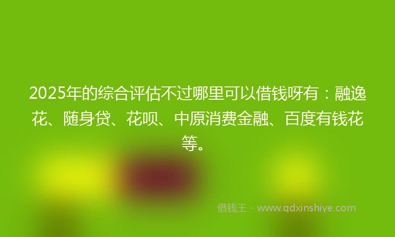 2025年的综合评估不过哪里可以借钱呀有：融逸花、随身贷、花呗、中原消费金融、百度有钱花等。