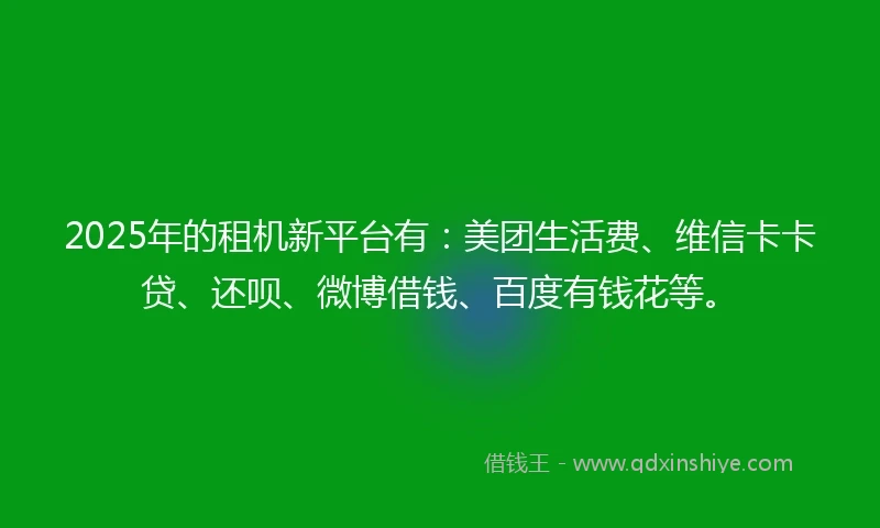 2025年的租机新平台有：美团生活费、维信卡卡贷、还呗、微博借钱、百度有钱花等。