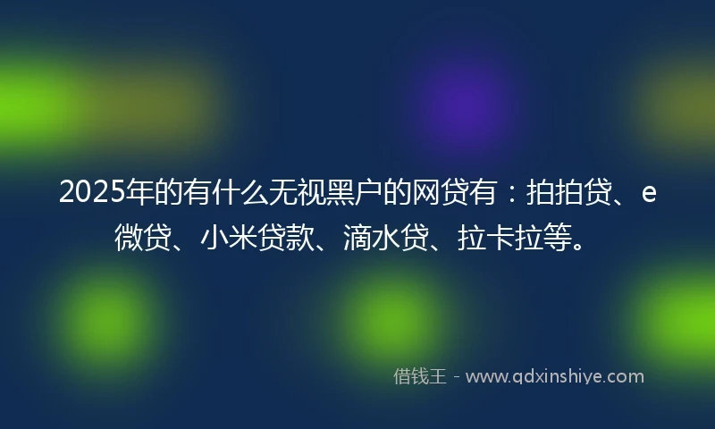 2025年的有什么无视黑户的网贷有：拍拍贷、e微贷、小米贷款、滴水贷、拉卡拉等。