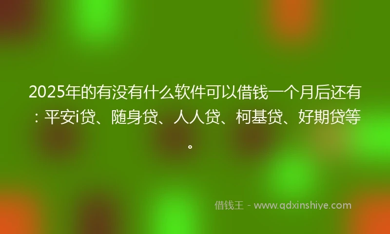 2025年的有没有什么软件可以借钱一个月后还有：平安i贷、随身贷、人人贷、柯基贷、好期贷等。